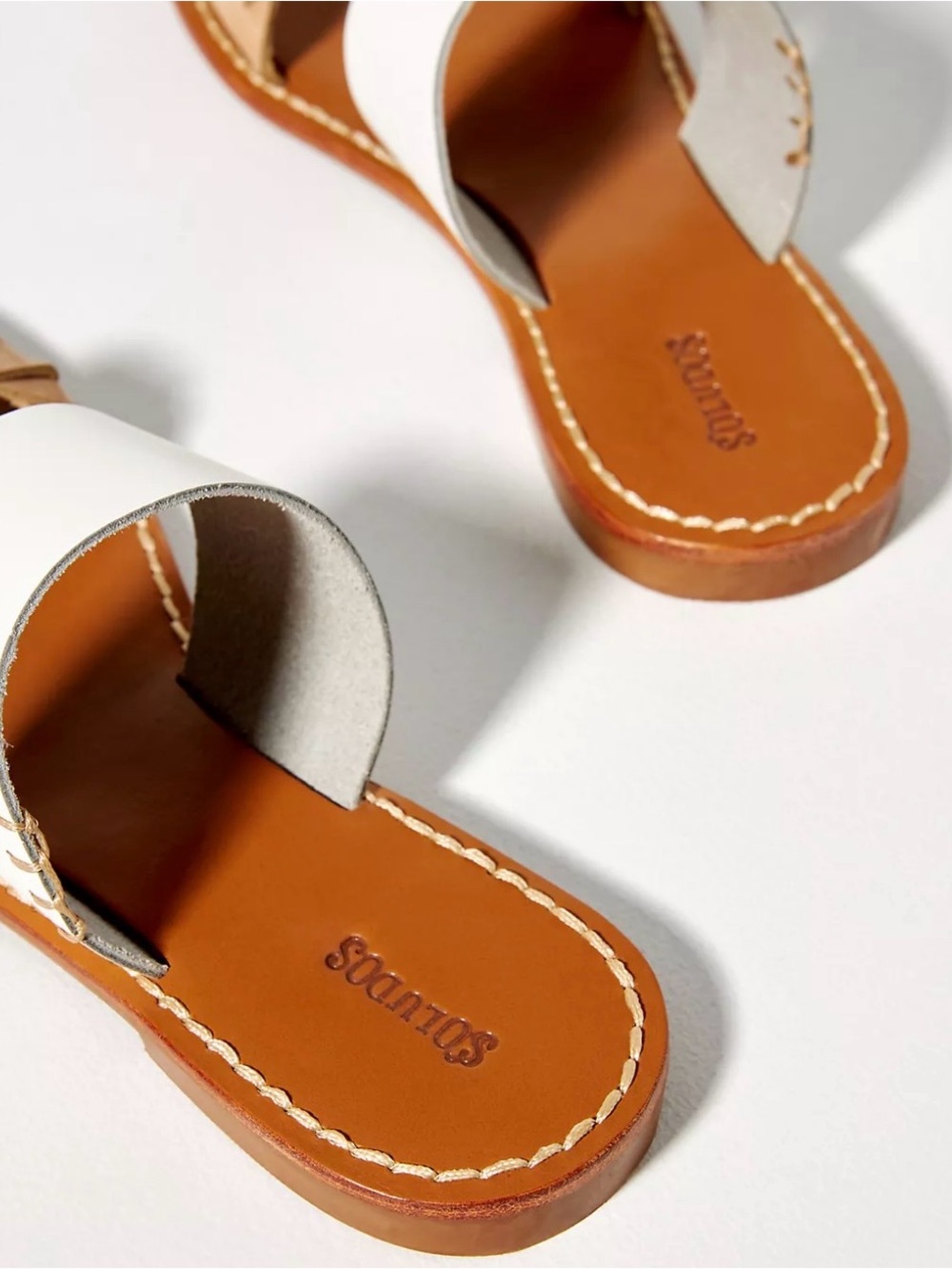 Soludos Double Strap White and Tan Braided Sandals - Picture 3 of 8